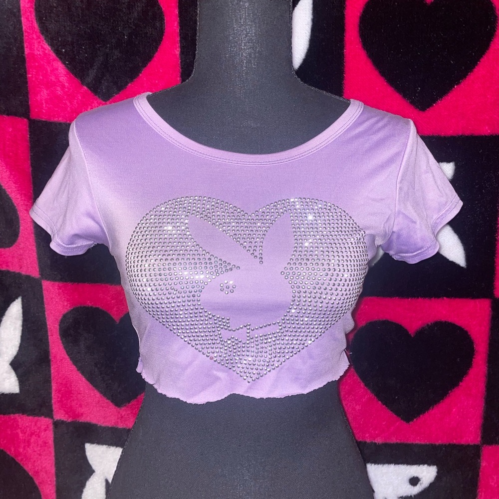 Purple Crop Top with Heart Design